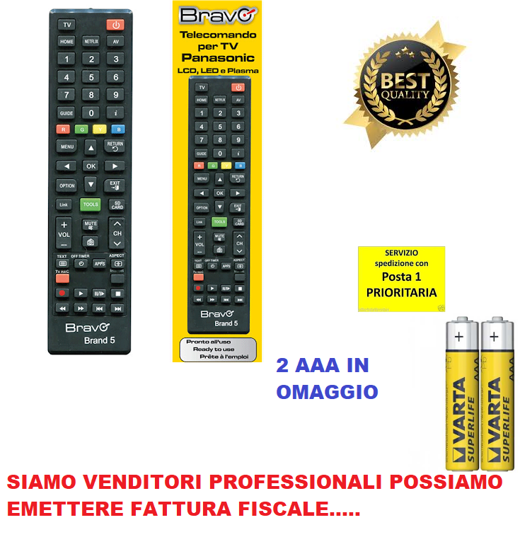TELECOMANDO PER TV PANASONIC LCD,LED E PLASMA SPEDIZIONE GRATIS