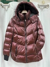 Giubbotto piumino donna Satinette tg S bordeaux bronzo cappuccio tasche polsino