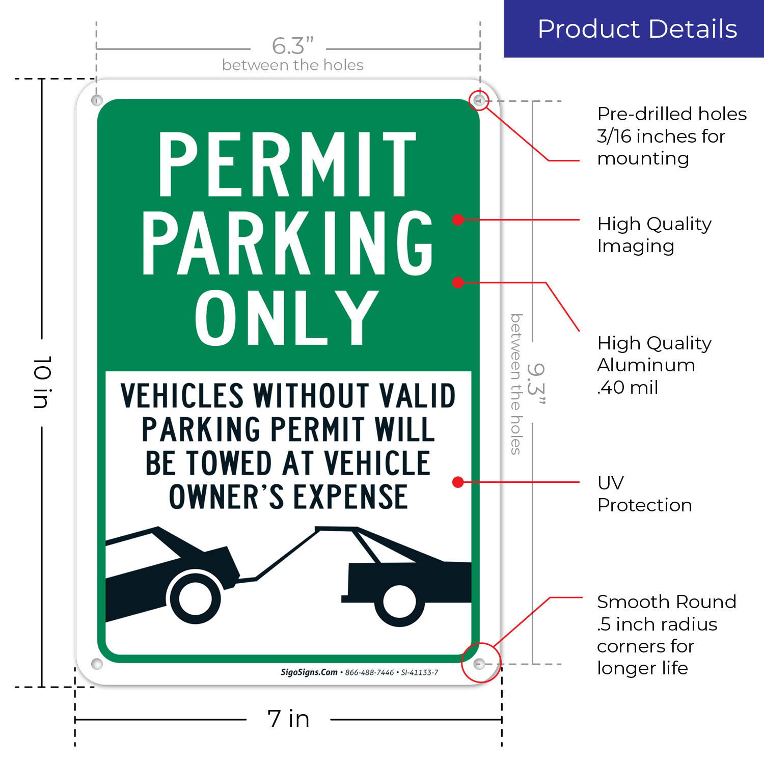 Permit Parking Only Sign, Will Be Towed At Owner'S Expense,