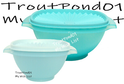 TUPPERWARE Servalier Bowl Set 2 Shades of Blue 4 c + 6 c Nesting Bowls New