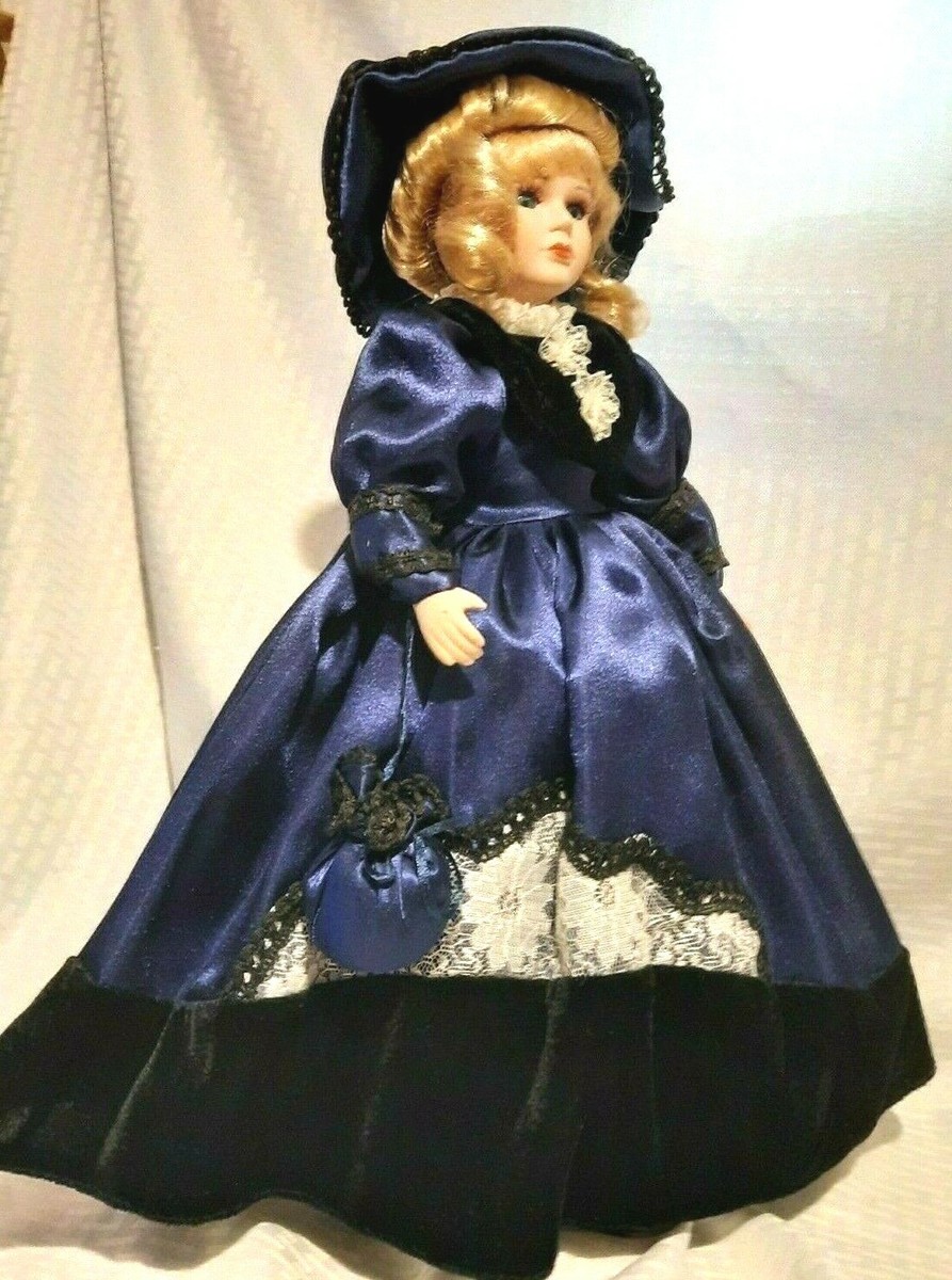 Vintage Southern Belles Priscilla Porcelain Doll - Dark Blue Gown w/box 1996