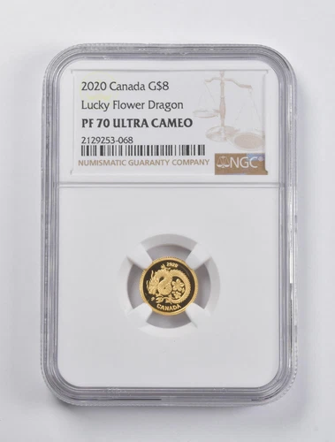 PF70 UCAM 2020 Canada $8 Gold Lucky Flower Dragon NGC *2961
