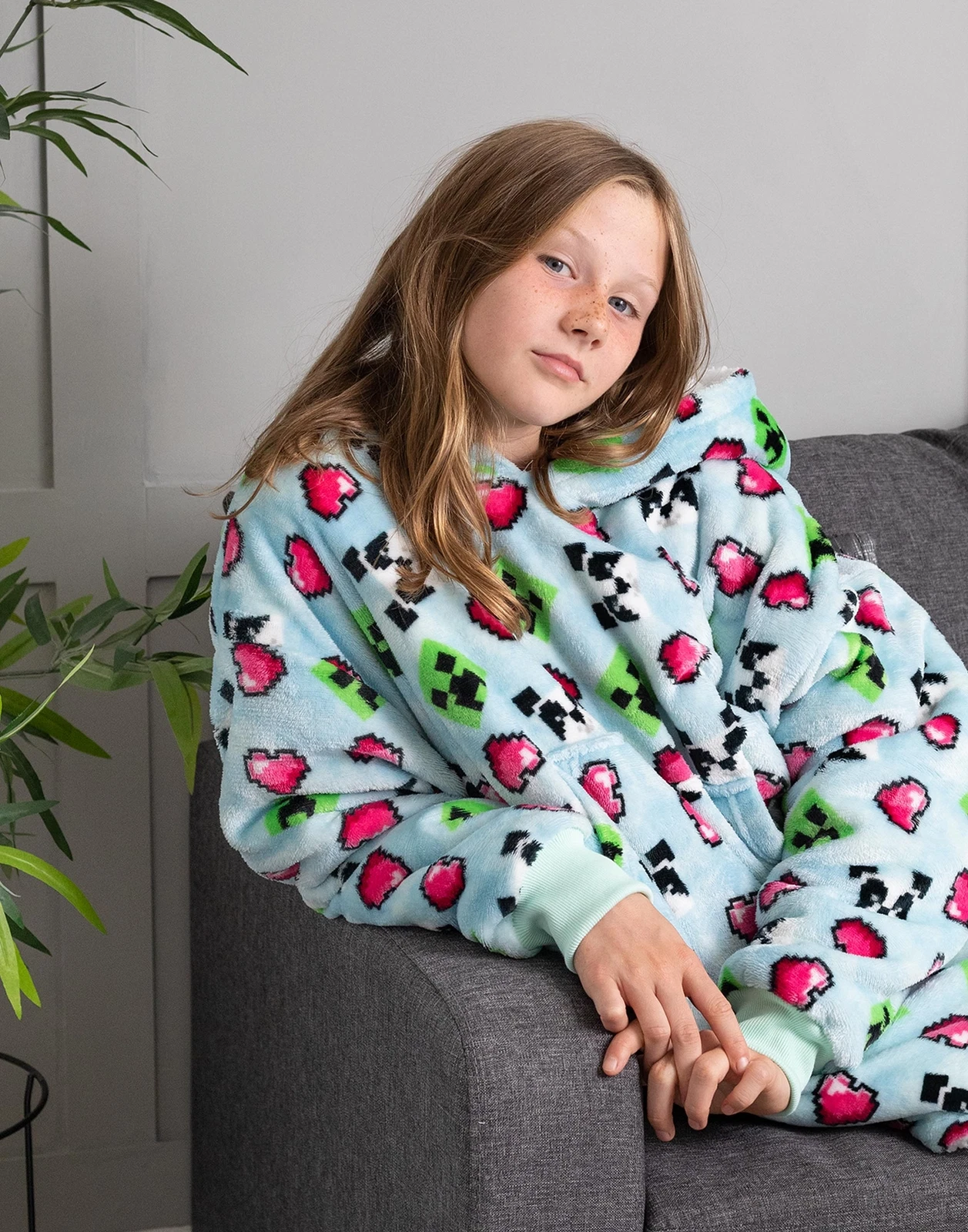 Minecraft Blue Creeper Blanket Hoodie