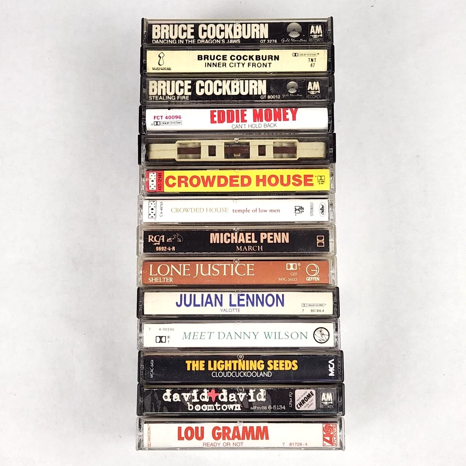 80's Music Cassette Tape Lot of 14 Bruce Cockburn Crowded House Eddie Money Penn Foto 2 de 4