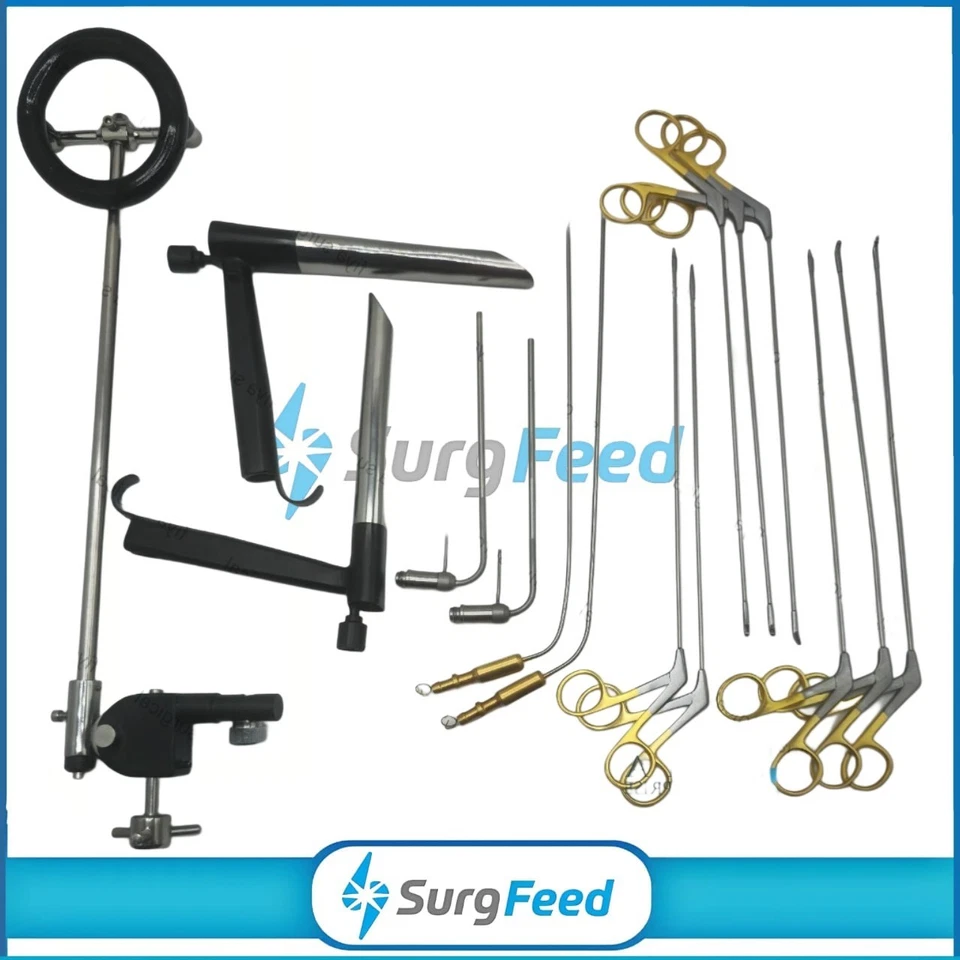 Conjunto de laringoscopio de pedestal micro cirugía laríngea otorrinolaringología instrumentos endoscópicos A+ Foto 3 de 4