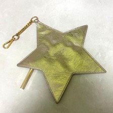 Jimmy Choo Bag Charm Leather Star Pouch Gold Women's Used From Japan