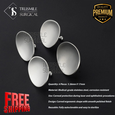 Corneal Eye Shield Stainless Steel S 26mm X 17mm 4Pcs Laser Eye Protector