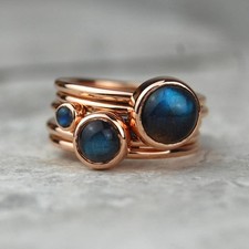 Natural Labradorite Ring 18k Gold Plated Gemstone Ring Women Ring Wedding Ring
