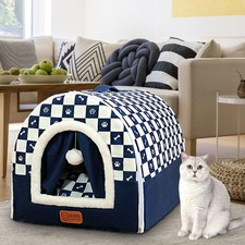 Cozy Small Dog House Indoor for Cat and for Dog Puppy Kitten Navy Blue XL