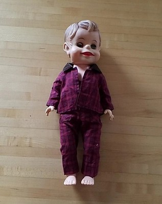 Vintage Boy Baby Doll Hard Plastic Body Molded Hair Blinking Green Eyes 