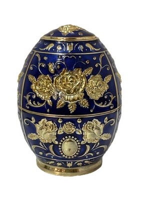 VTG TXX Pop-Up Toothpicks Dispenser Blue w/ Gold-Toned Floral READ
