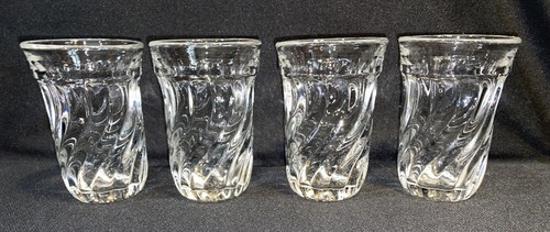 Fostoria COLONY Klar Elegant WIRBEL Glas Flach 3 5/8" SAFTBECHER 4er Set - Bild 1 von 7