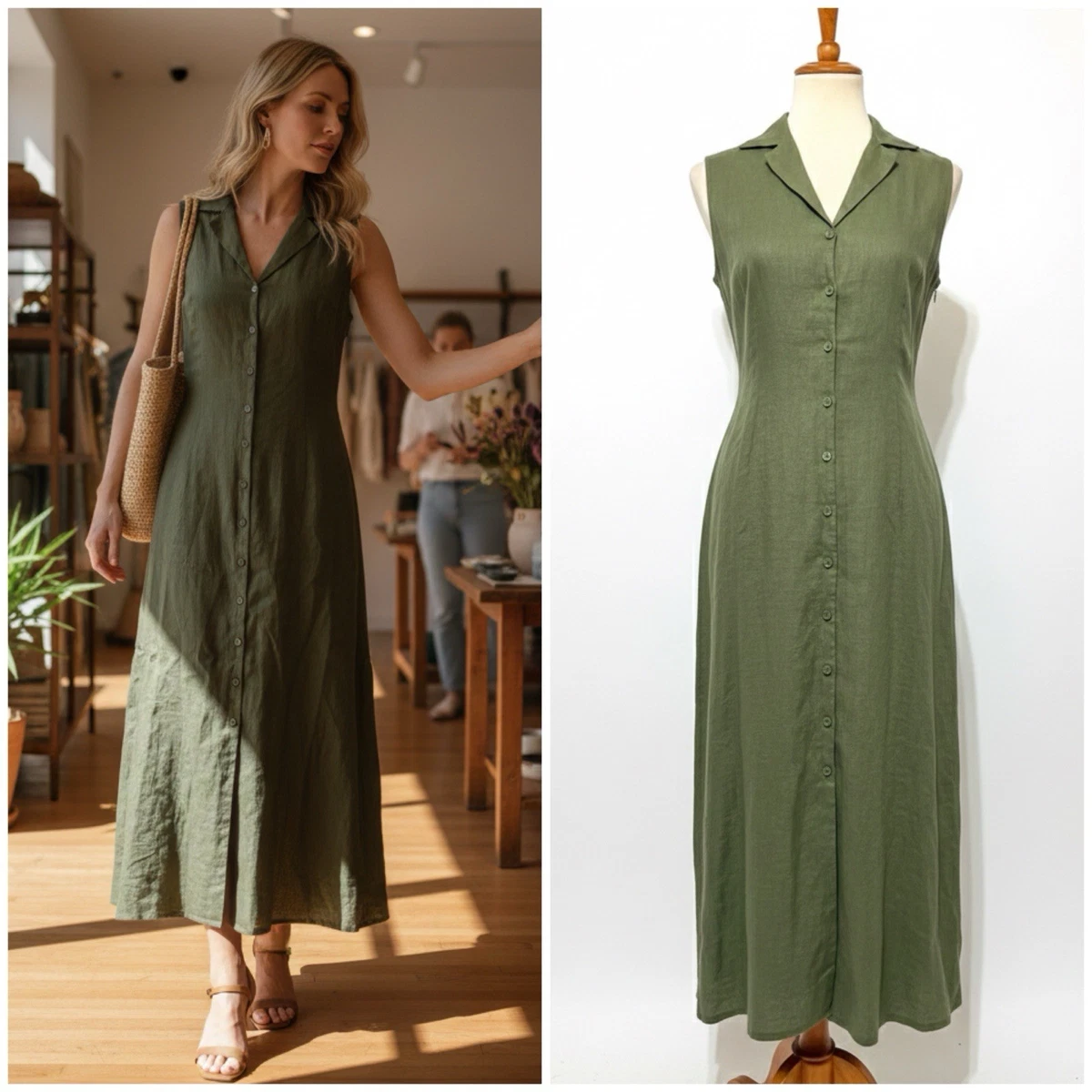 carter's striped linen dress Lucy Green Striped Dress 3Y main image 0