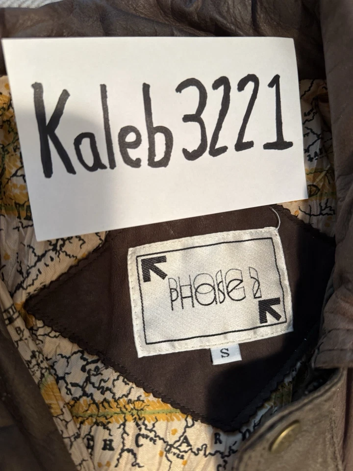 Chaqueta de cuero vintage Phase 2 - Forro de mapa - Talla S Foto 3 de 4