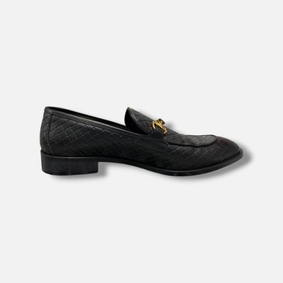 Cavalli Class Men's Black Textured Leather Bit Loafers Shoes Size EU:43 US:10