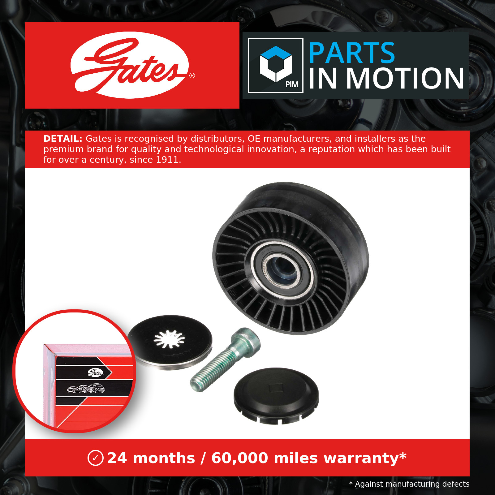 V-Ribbed Belt Deflection/Guide Pulley Belt Drive Plastic Fits BMW GATES T36364 - Image 16