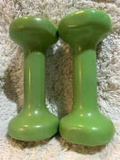 Two-Pound Handweighs. Set Of 2. Mint Green Cover. 5.” Bar Bells.