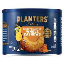 PLANTERS Deluxe Honey Roasted Whole Cashews Sweet  Salty 8.25oz Can