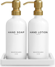Luxury Glass Soap and Lotion Dispenser Set with Tray by - Hand Soap Dispenser B