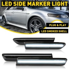 4x Smoked Clear LED Front + Rear Side Marker Lights Lamps For Acura TL 2004-2008