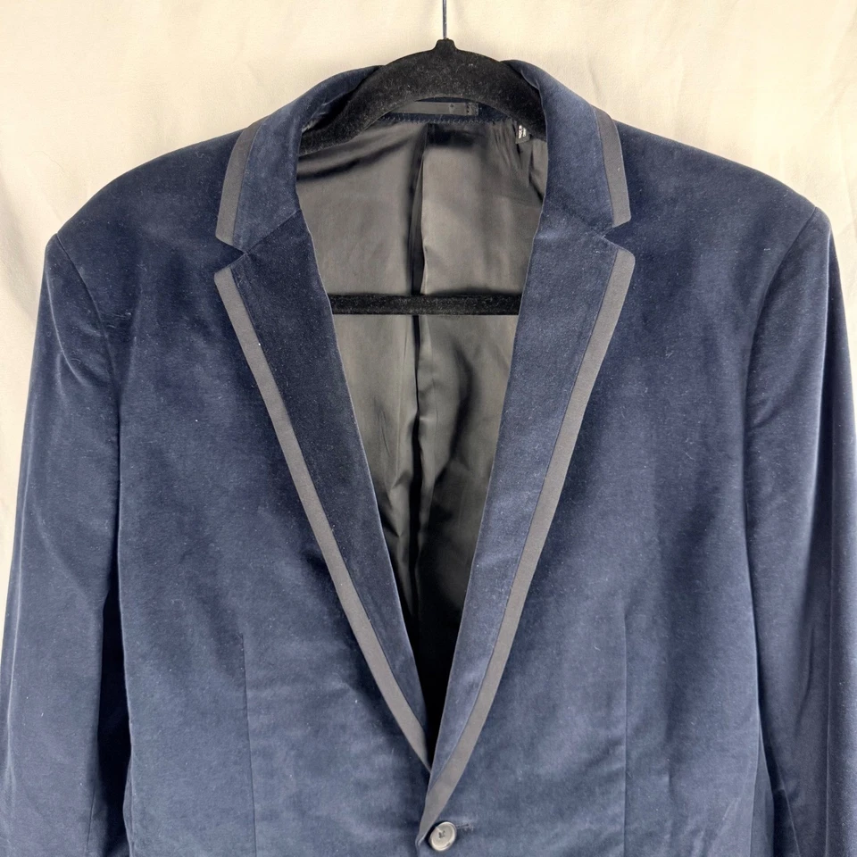 Theory Men's Dark Bue Velvet Single Button Blazer Size 40 Tuxedo Formal Preppy - Image 3 of 4