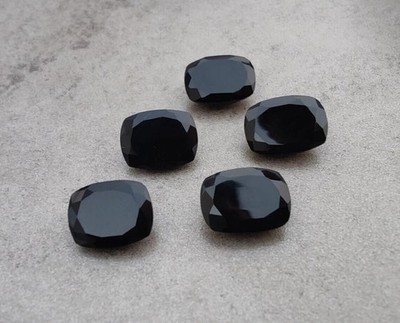 Natural Black Onyx Rectangle Cushion Faceted Cut Gemstone For Jewelry Making