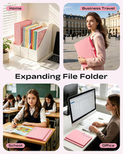2 Pack Accordion File Organizer, 8 Pockets Expanding File Folder with Labels,...