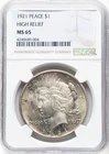 1921 Peace Dollar NGC MS65