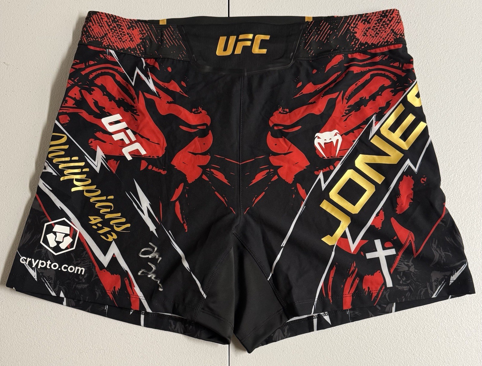 Jon Jones Autographed Signed Jon Bones Jones Authentic Venom UFC Fight Shorts JSA COA 