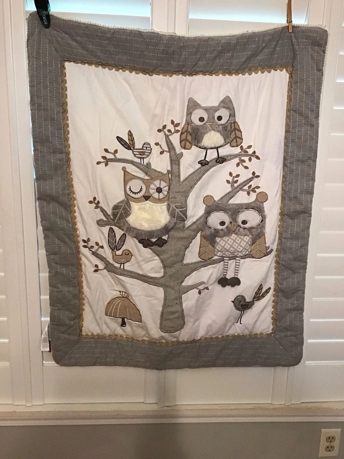 Levtex Baby Quilt - Night Owl - Gray & White - Nursery
