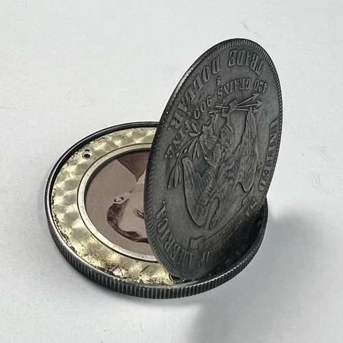 1876-S Trade Dollar Hinged Opium Coin w/ Hidden Photo Compartment