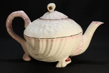 Belleek Neptune Shell Teapot - Pink w/ Gold Mark