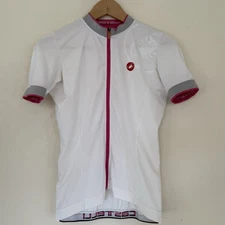 Castelli Cycling Jersey Womens Size Medium Full Zip 3 Pocket White Pink