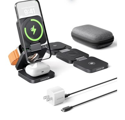 LULULOOK Qi2 3-in-1 MagSafe foldable wireless charger iPhone 17-12 Apple Watch