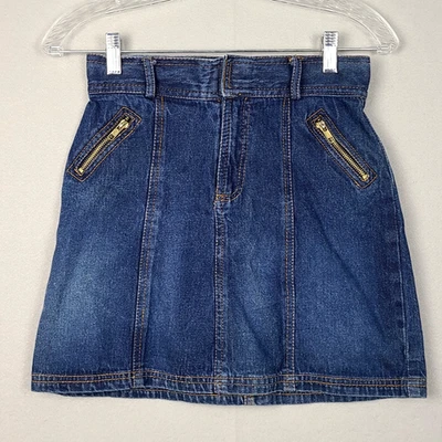 Got 2b Real Skirt Girls' Size (14/16) Dark Blue Denim Skirt Gold Zipper Pockets - Image 1 of 4