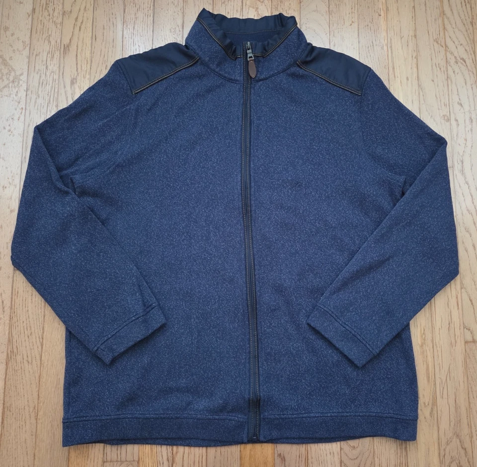 Johnston & Murphy Jacket Men’s Extra Large XL Navy Blue Melange Knit Full Zip - Image 2 of 4