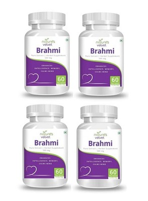 Nature's Velvet Brahmi Extract 500mg, 60 Veg Capsules x 4|Memory & Brain Support