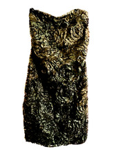 ANNABELLE Little Black Cocktail Dress Sz Junior L  3D Floral Front Strapless NWT