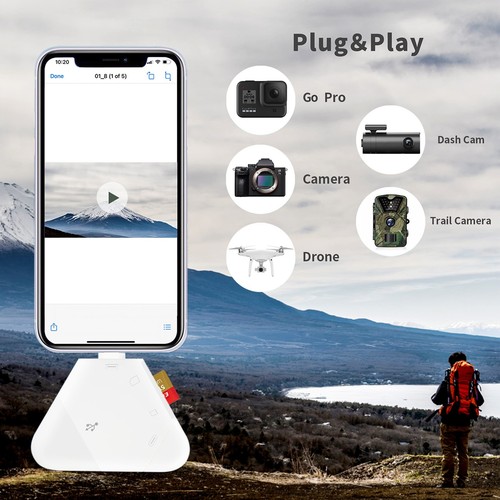 Lecteur Carte SD pour iPhone Triangle USB Blanc (Foudre + USB + USB-C pour SD + TF) - Photo 4/6