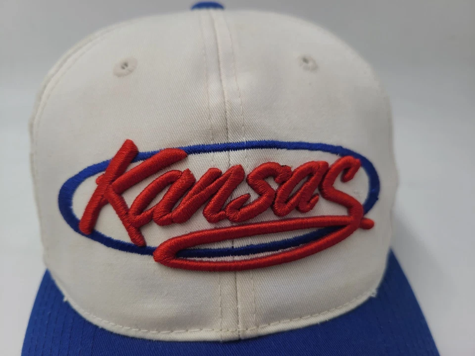 Gorra de colección University of Kansas Jayhawks Annco Snapback KU NCAA blanca azul Foto 4 de 4