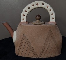 Contemporary American Master Art Pottery Teapot Signed Patrick Johnston Bauhaus