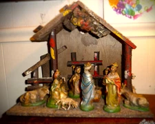Vtg Depose Fontanini Nativity 9 pc Figurine and Manger Christmas Rare Italy