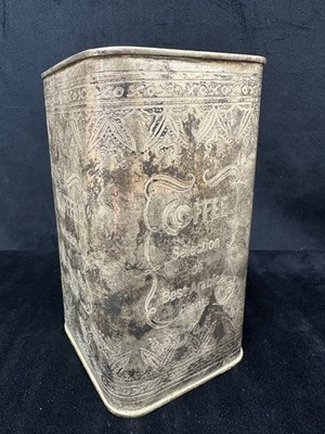 Vintage Coffee Tin  Selection Of Best Arabica Plants  Tarnished Coffee Can