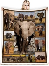 Elephant Blanket for Women Men - Wild Animal Lover Gifts - Soft Plush Reversi...