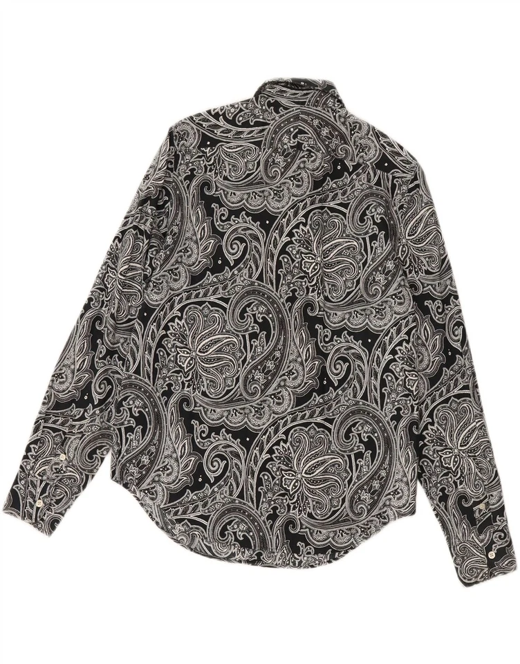 RALPH LAUREN Womens Oversized Shirt UK 6 XS Black Paisley Cotton CK19 — 第 2/3 张图片