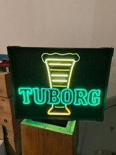 Insegna luminosa Tuborg birra neon sign light Pubblicità bar spot targa vintage