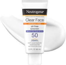 Neutrogena Clear Face Sunscreen SPF 50 for Acne-Prone Skin, Oil-Free, 3oz