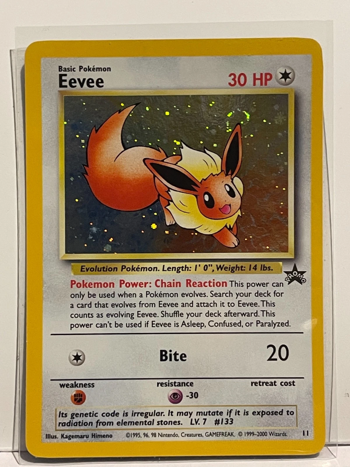 Eevee # 11 Holo Black Star Promo Pokemon Card 2000 WOTC tcg Near Mint !