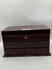Mahogany Wood Bombay Multiple Drawers Lock Divided Top Trays Modern Jewelry Box