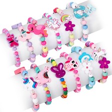 G.C 12 Pcs Girls Bracelets Jewelry for Small or Adjustable to Small, Rainbow